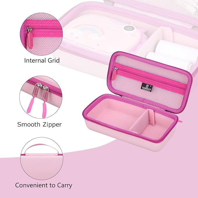 Tourmate Hard Storage Case for HiMont/Sangrui/ARNSSIEN/Usteetic Camera Instant Print - Travel Case for Selfie Video Camera(Only Box) (PU, Pink)