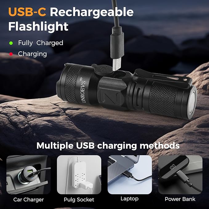 Rechargeable Mini Flashlight with Magnet,Pocket Flashlights High Lumens with Clip,1200 Lumens Compact LED Small Light and Long Range,EDC Flash Light for Everyday Carry.
