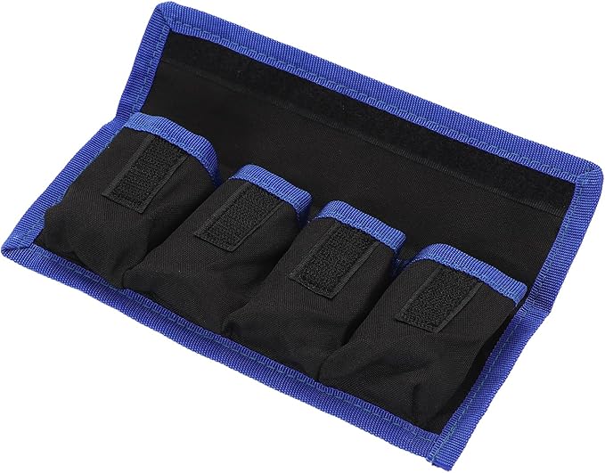 PATIKIL Camera Battery Pouch Case, 4 Pocket Nylon DSLR Battery Case Holder Storage Bag for AAA, LP-E6, LP-E8, NP-FW50, EN-EL14, EN-EL15 Batteries (Blue)