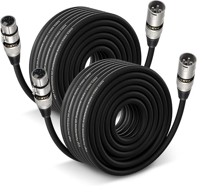 EBXYA XLR Cables 75ft 2 Pack - Premium Balanced Microphone Cable with 3-Pin XLR Male to Female Cable
