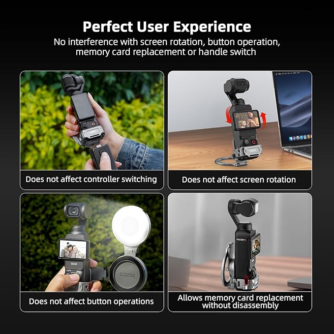 BRDRC Pocket 3 Magnetic Mount, Phone Holder for MagSafe Aluminum Alloy Magnet Expansion Adapter with Cold Shoe for DJI OSMO Pocket 3 Creator Combo Accessories (with Protective Cover)