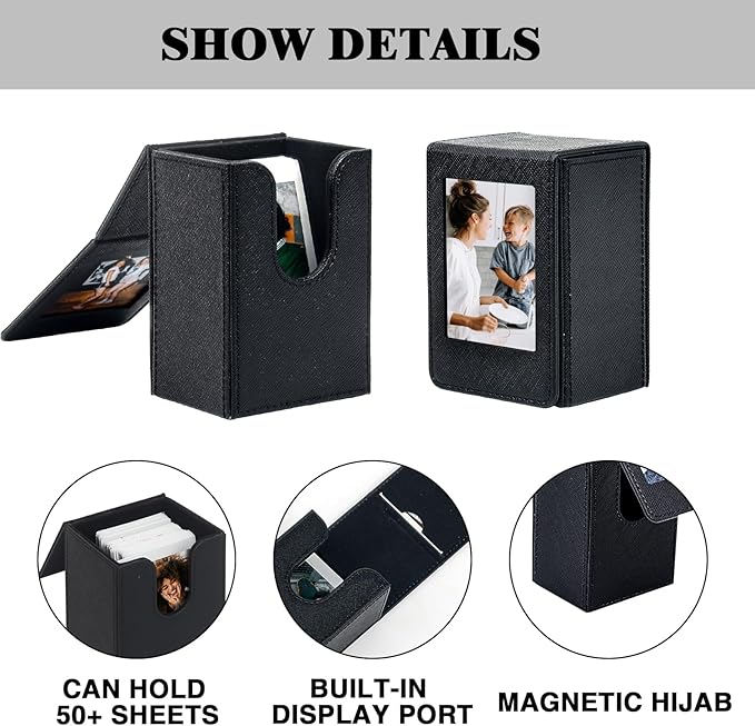 WOGOZAN Mini Picture Holder Case for Fujifilm Instax Mini 12/11/99/90/EVO Camera 2.15x3.4 inches Film Accessories Photo Pouch Protection Case Can hold 50+ films (Black)