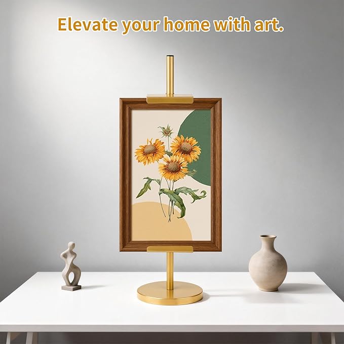 Photo Frame Tabletop Easel Stand-Heavy Duty Tabletop Display Easel, French Style Gold Easel Stand,Picture Frame Stand for Wedding/Art/Photos,Picture Easels (Gold, 18inch)