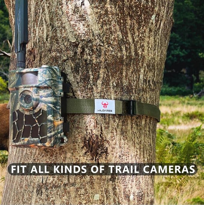 WILDARES 1" x 6.6' Trail Camera Strap,1800 lbs,Heavy-Duty Game Camera Strap,Tree Belts,Durable Nylon Fiber,Alloy Buckle (Brown 2Pcs)