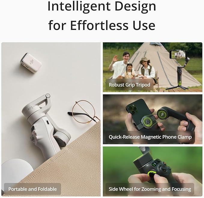 DJI Osmo Mobile 6, 3-Axis Phone Gimbal, Object Tracking, Built-in Extension Rod, Portable and Foldable, Gimbal Stabilizer for iPhone, Android, YouTube TikTok Video, Platinum Gray