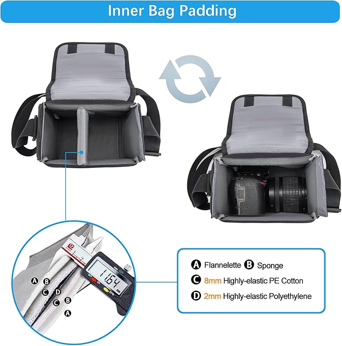 Cwatcun Polaroid Camera Bag, Travel Carrying Camera Shoulder Bag Case, Now I-Type Instant Film, Polaroid 600 Film Camera, Black