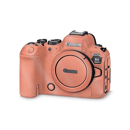 Glossy Glitter Camera Skin Compatible with Canon EOS R6 Mark II Camera (2022) - Solid Salmon - Premium 3M Vinyl Protective Wrap Decal Cover - Easy to Apply | Crafted in The USA by MightySkins