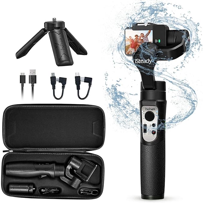 3-Axis Gimbal Stabilizer Handheld for GoPro 8 Action Camera W/Tripod Mount Water-Resistance Wireless Control for GoPro Hero 8,7,6,5,4 DJI Osmo Action,Sony RX0 – hohem iSteady Pro3
