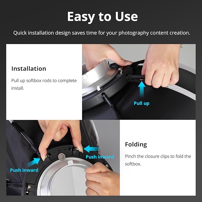 GVM 25.6inch/65cm Octagonal Softbox, Quick Release Bowens Mount Softbox with Diffusers/Honeycomb Grid/Carrying Bag, Light Dome Compatible with LED Video Light/Spotlight/Flash for Photography Studio