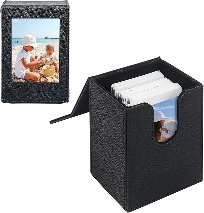 WOGOZAN Mini Picture Holder Case for Fujifilm Instax Mini 12/11/99/90/EVO Camera 2.15x3.4 inches Film Accessories Photo Pouch Protection Case Can hold 50+ films (Black)