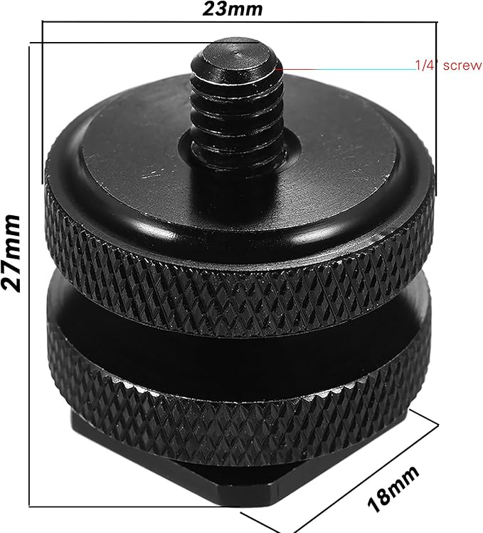 2-Pack Hot Shoe to 1/4"-20 Adapter - Converts Camera Flash Mount to Tripod Thread. Compatible with DSLR rigs, Lights & Accessories. Durable Aluminum Construction.