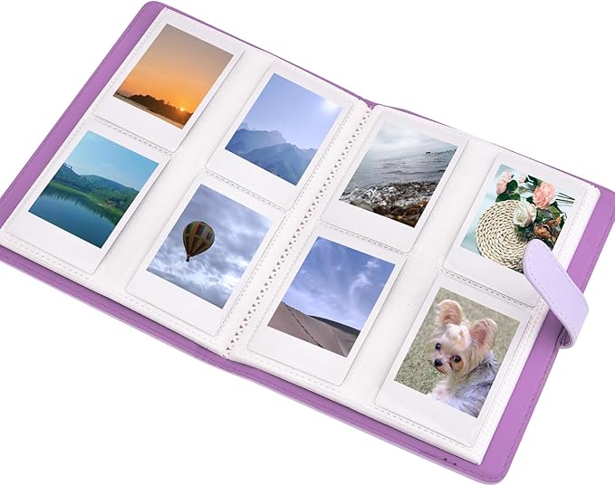Sunmns Accessories Bundle Kit Compatible with Fujifilm Instax Mini 12 11 9 8 90 70 Instant Camera, Include Album, Film Stickers, Photo Frames, Hanging Frame, Strap (Purple)