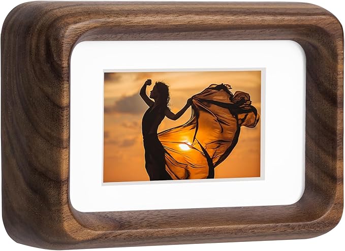 Kattepote 3 inch Wooden Mini Instant Photo Frames, with Mat for 1x2 inch Photo, Natural Walnut Wood Mini 2 x 3 inch Tabletop Picture Frame Instant Camera Photo Frames (Walnut)