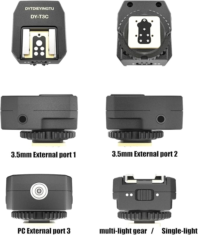 DY-T3C Set Style Multi-Functional hot Shoe Adapter, Single-Lens Reflex Camera Universal Flash Expansion Accessory/ Also Applicable Mini Camera Flash Height-Increasing Conversion Accessories