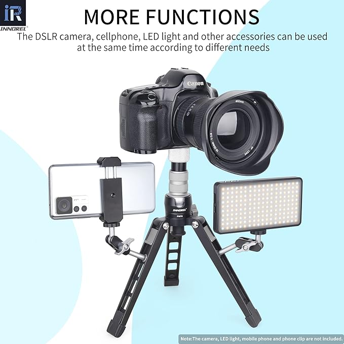 INNOREL ME-1 Universal Magic Arm with Dual Ball Head for Tripod Cellphone Holder Articulating Magic Arm with 1/4" Screw on Both Ends for LED Light/LCD Monitor/Microphone/Phone Clip Load 4.4lb/2kg