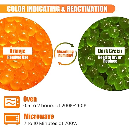 VOISEN 1LBS Orange Indicating Silica Gel Desiccant Beads,Reusable Desiccant Industry Standard 3-5 mm,Desiccant for 3D Printer,Electronic,Clothes,Painting,Jewelry