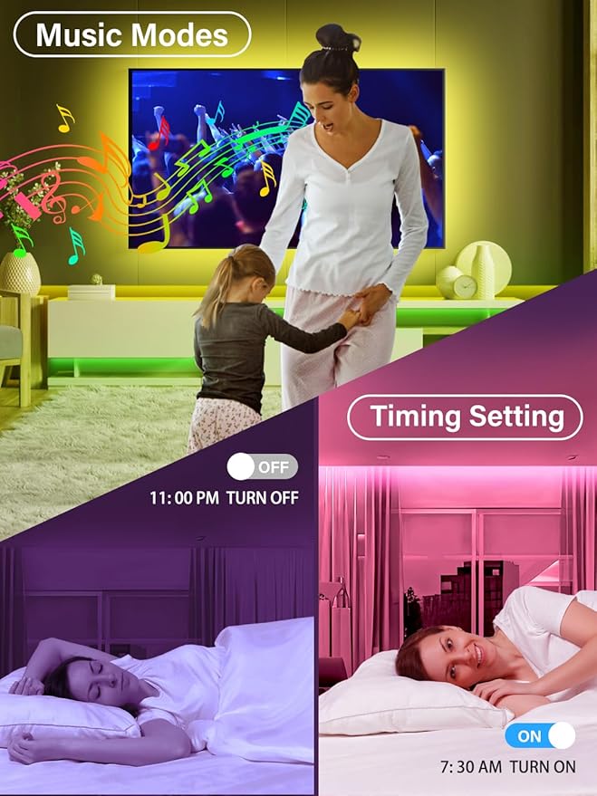 Led Lights for TV, 20ft TV Backlight for 32-80 Inch, USB Light Strip with Remote, App Control, RGB Strip Lights Music Sync Color Changing Led Lights for Bedroom, Gaming Accessories