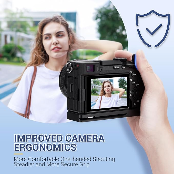 A7CII A7CR Thumb Grip, Aluminum Alloy Metal Thumb Up Grip for Sony A7C II A7C R A7C2 with Hot Shoe Cover Protector Thumb Rest Support Holder, Not Affect The Use of Alpha 7CII Alpha 7CR Buttons -Silver