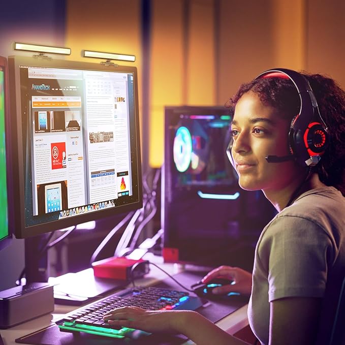 Video Conference Lighting, Monitor Light Bar, Eye-Caring Computer Light, Screen Light Bar,Webcam Streaming Lights, Zoom Lighting for Computer, Replaces Ring Light for Zoom Meetings