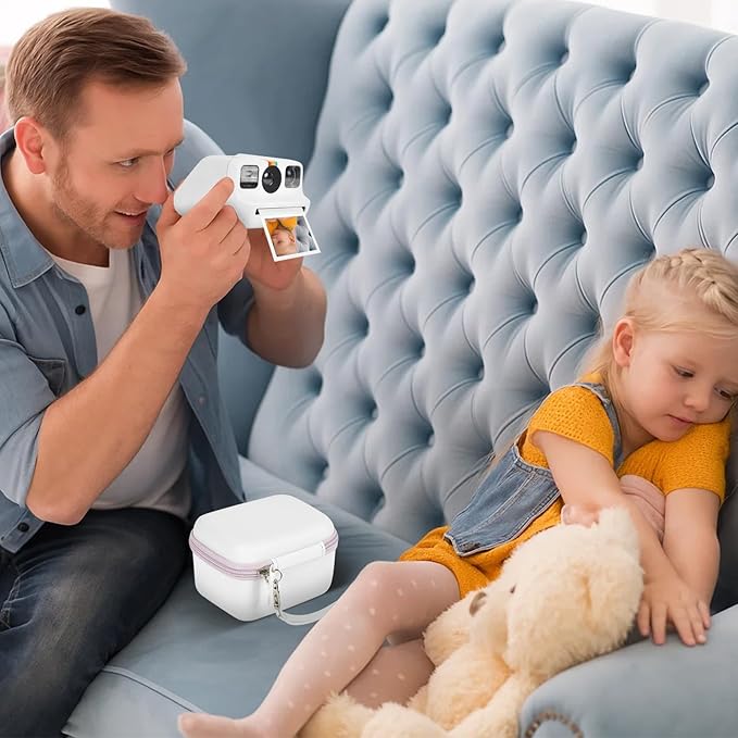 ANKHOH Digital Camera Case for Polaroid Go Generation 2 Gen 2/9035/9071/9070 Instant Mini Camera, Instax Film Cameras Storage with Mesh Pocket for Photo, Stickers (Box Only) (White-purple)