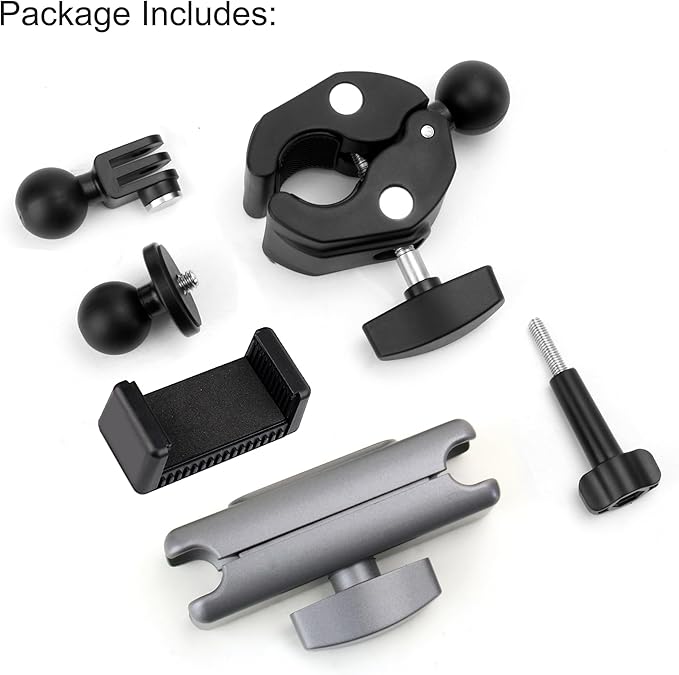 SOONSUN Super Clamp Camera Mount with Dual 360° Ballhead, Magic Arm & Phone Clip, Heavy Duty Clamp Mount for GoPro, Insta360, DJI Osmo, DSLR, iPhone, Bike Motorcycle Handlebar, Pole, Desk