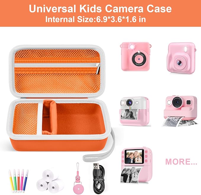 Grapsa Case Compatible with ESOXOFFORE for Dylanto for Anchioo for WEEFUN for GKTZ for Amzelas for Mafiti Instant Print Camera for Kids, Film Camera Storage Holder Organizer Bag (Box Only)- Orange