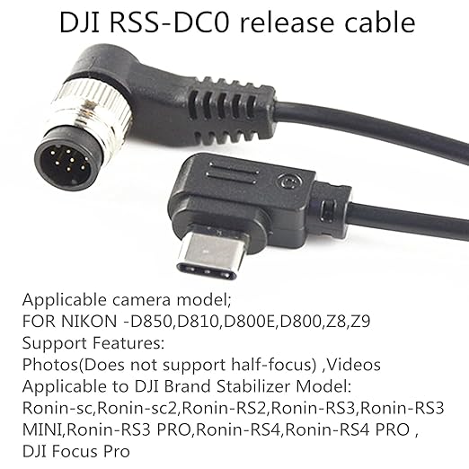 DYTDIEYINGTU DJI NK Cable z8 z9 d800 d810 d800e d5 Camera Shutter Release Cable stabilizer Control Support Ronin - sc/rsc2 rs2 / rs3 / rs4 / Focus pro Handheld Camera stabilizer(RSS-DC0)