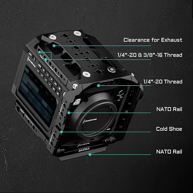 Tilta Camera Modular Full Cage Compatible with Blackmagic Pyxis 6K/ Pyxis 12K | Quick Release Bottom Plate | NATO Rai | Arri Rosette, Cold Shoe, SSD Mount | Multi-Thread Accessory Support