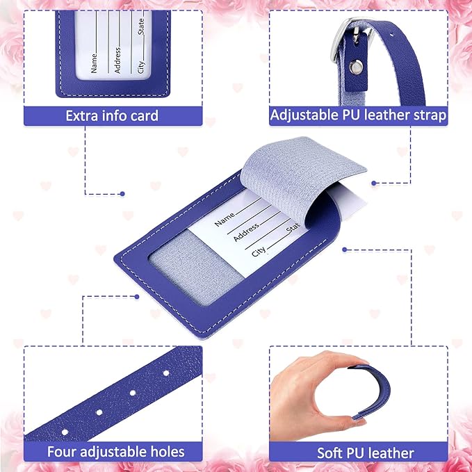 Dunzy 30 Pieces Leather Luggage Tag Women Identifiers Travel Suitcase Tags for Luggage Travel Backpack Bag Wedding Favors Women Men Adults Bulk
