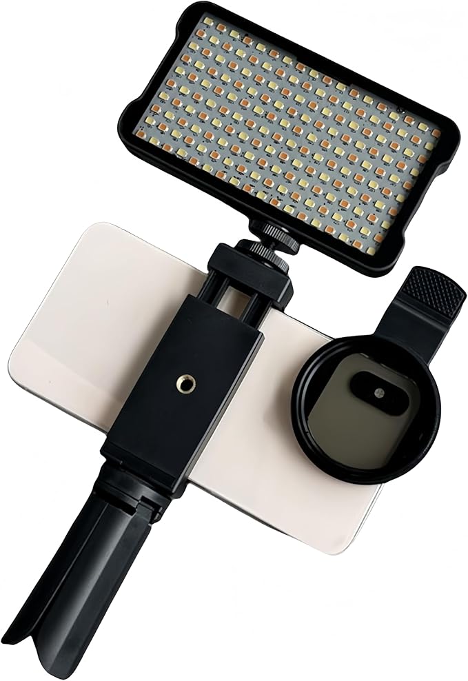 CPL Polarizer Filter & Adjustable Phone Light Tripod Set, Rechargeable LED Photography Selfie Tattoo Fill Light Clip, 52mm Universal Clip-on Circular Polarizer Lens Filter for Reducing Reflections