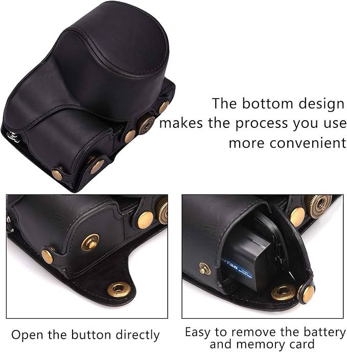 Hargedis XEVN for sony a6400 case,for sony a6300 case,Premium PU Full Body Leather Camera Case Bag for sony alpha a6300 a6000 a6100 a6400 Fit 16-50mm Lens with camera Shoulder Strap(Black)