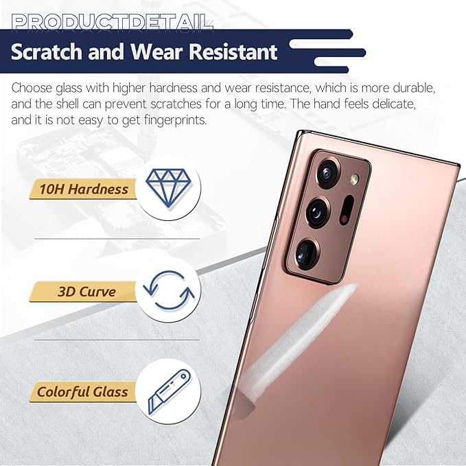 Back Cover for Samsung Galaxy Note 20 Ultra 5G Back Glass Replacement for Samsung Galaxy Note 20 Ultra Rear Glass Replacement Battery Cover Door Accessories (Bronze)
