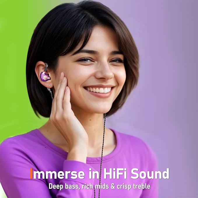 Vibes 202M Wired Earbuds - HiFi in Ear Monitor Headphones - Noise Isolating Ear Buds w/ Mic - Clear Sound, Deep Bass & Comfort-Fit Gaming Earphones - MMCX to 3.5mm & Silver Plated Cord, Carrying Case