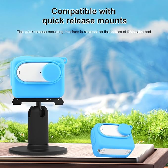 PULUZ Camera Silicone Protective Case for Insta360 GO 3 Camera Charging Case,Soft Silicone Protective Cover with Lens Cap and Anti-Loss Lanyard as Accessories for Insta360 GO 3(Blue)
