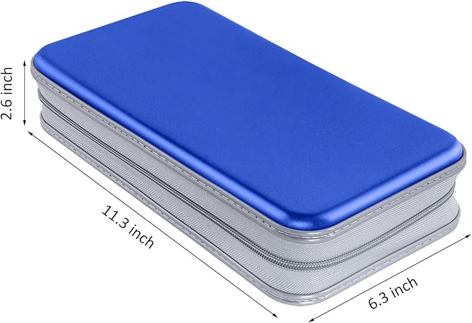 Siveit CD Case, DVD Case Holder 96 Capacity Hard Plastic CD DVD Disc Cases Storage Binder Wallet for Car Home Office Travel (Blue)
