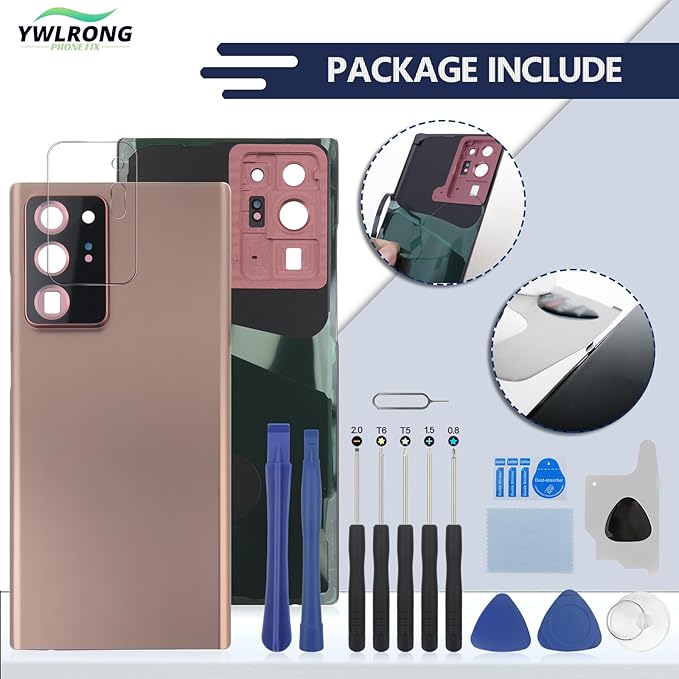 Back Cover for Samsung Galaxy Note 20 Ultra 5G Back Glass Replacement for Samsung Galaxy Note 20 Ultra Rear Glass Replacement Battery Cover Door Accessories (Bronze)
