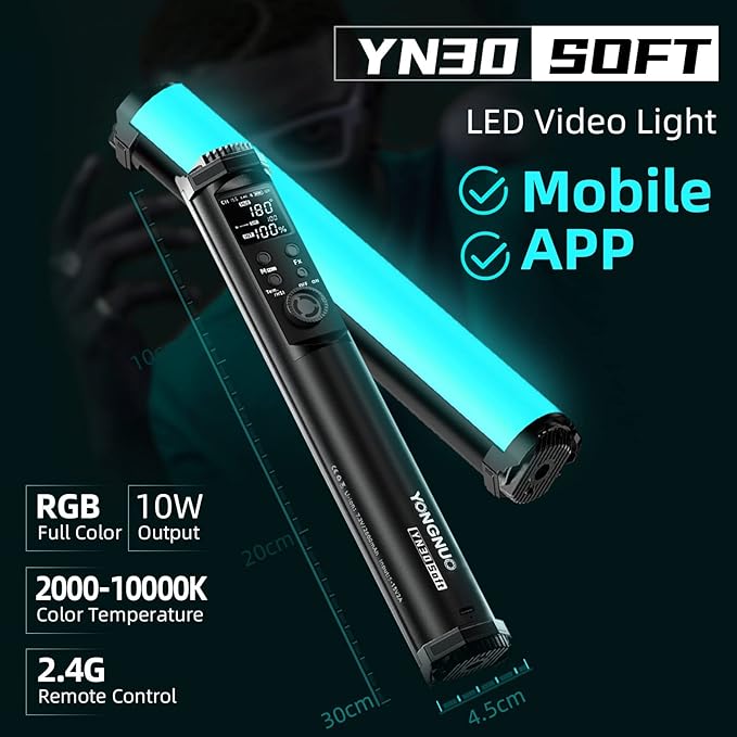 YONGNUO YN30SOFT LED Wand Light Stick RGB Full Color 2000K-10000K Adjustable Handheld LED Video Light