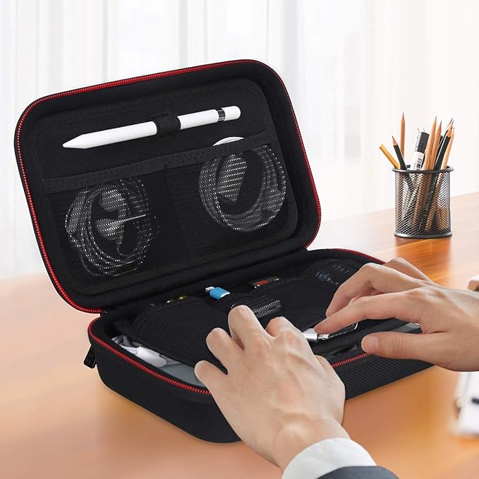 Canboc Hard Travel Electronic Organizer Case for MacBook Power Adapter Charger, Cable, Mouse Power Bank, Apple Pencil, USB Flash Disk, SD Card, Small Portable Accessories Bag, Black