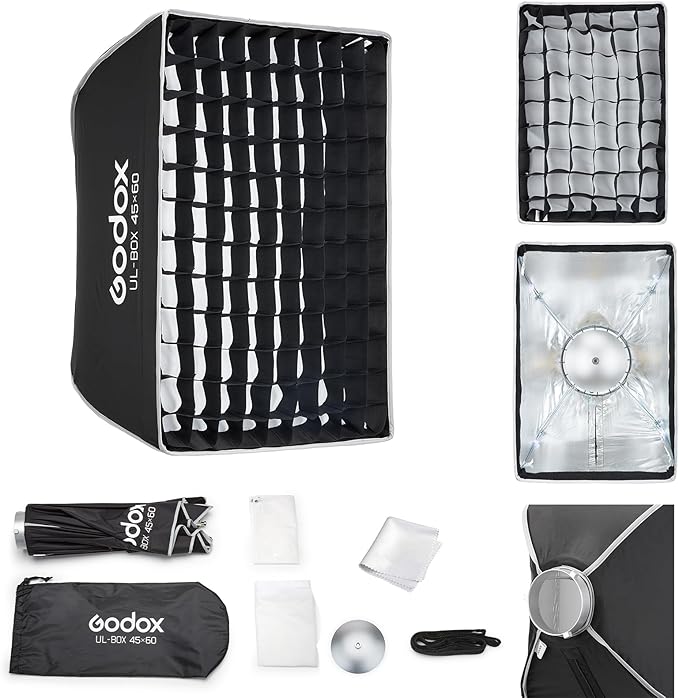 Godox Softbox Godox UL Series 45X60CM/17.7X23.6Inch Quick Release Umbrella Softbox,Bowens Mount with Diffusers/Grip/Diffuser Plate for Photography, Live Streaming and Location Portrait（UL-Box 45 * 60
