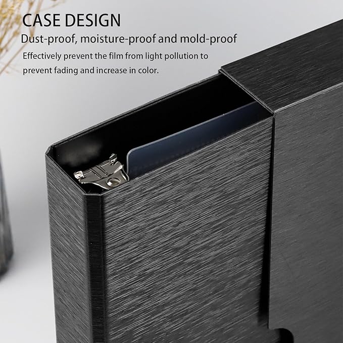 Black Acid Free Film Protector Storage Box Set, 3 Ring Film Negative Binder, 30 Pcs 135 35mm Negative Page Preservers