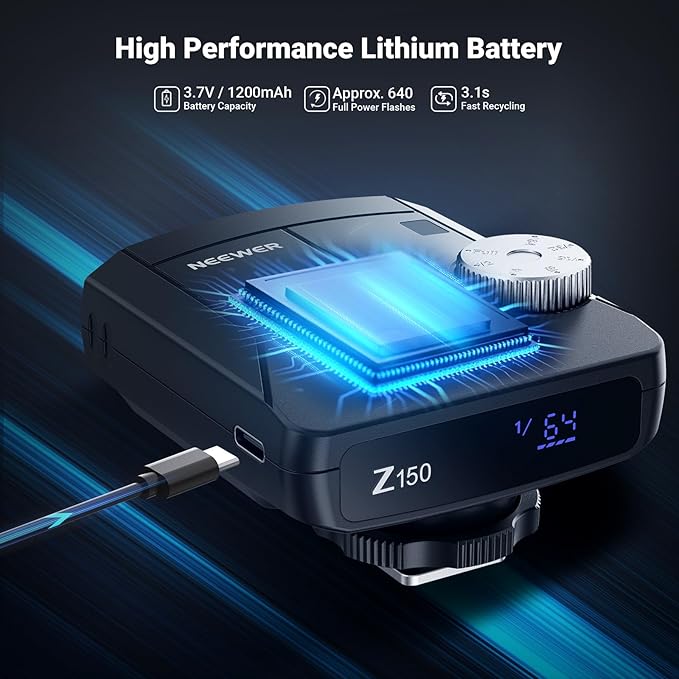 NEEWER Mini Camera Flash Light, 20Ws GN15 1200mAh/640 Full Power Flashes/3.1s Recycle/6000±200K, Manual 1/64-1/1 Power & S1/S2 Mode, Speedlite Compatible with Canon Nikon Sony Zv1 Fujifilm, Z150