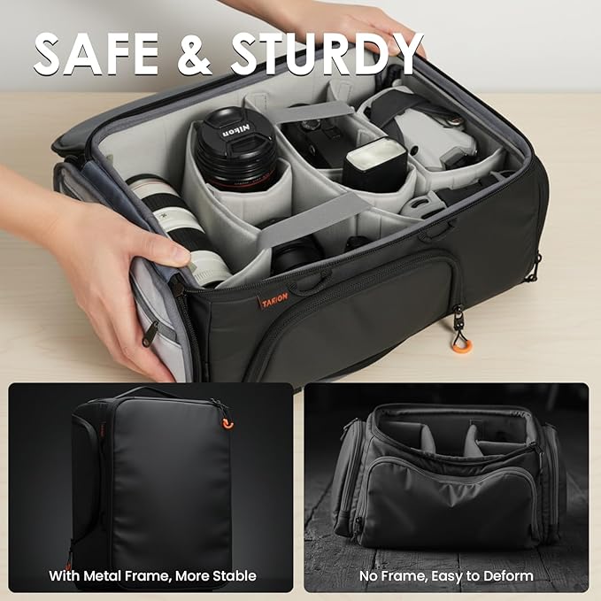 TARION Medium Camera Insert Bag - Quick Access DSLR Inner Case Organizer - Fits 2 Cameras 7 Lenses Drone Gear - Full Opening Back Design Protective Insert ShellCore M