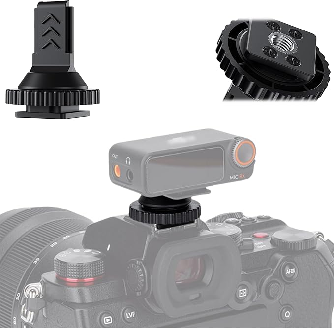 JJC Cold Shoe Mount Adapter for DJI Mic 2 with 1/4"-20, Durable ABS Cold Shoe Adapter for DJI Mic2 Only, Hot Shoe Accessories for DSLR Camera Vlogging Video Recording