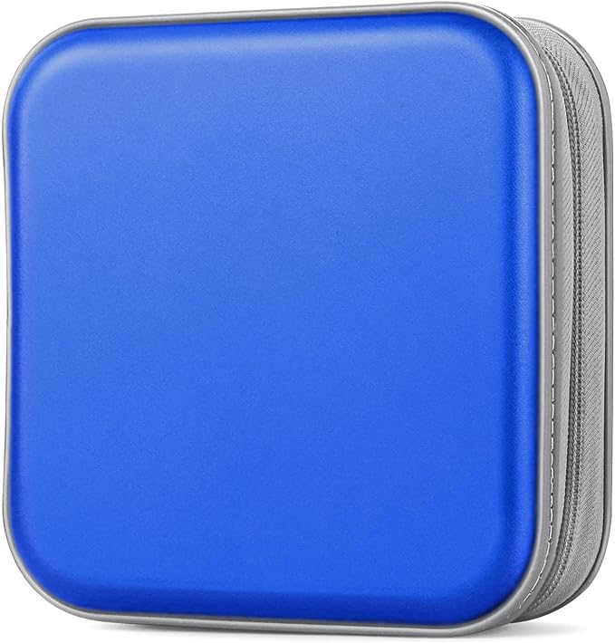 Bivisen CD Case, DVD Case Wallet Holder Binder 48 Capacity CD/DVD Cases Storage Holder Binder Organizer Wallet Book for Car Home Travel (Blue)