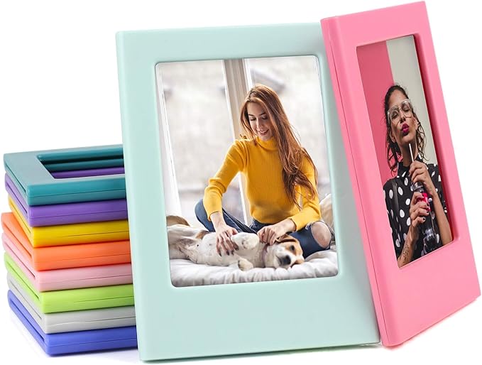 AG-UNICORN 10 Pack Magnetic 2x3 Picture Frames For Fujifilm Instax Mini Film, Cute Multiple Colorful Tiny Small 2 by 3 Inch Collage Photo Display Bulk Set For Refrigerator
