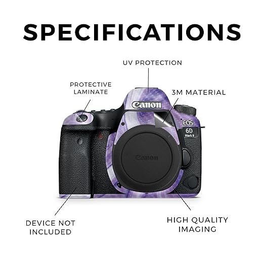 Carbon Fiber Camera Skin Compatible with Canon EOS 6D Mark II Camera (2017) - Lavendar Acrylic - Premium 3M Vinyl Protective Wrap Decal Cover - Easy to Apply | Crafted in The USA by MightySkins