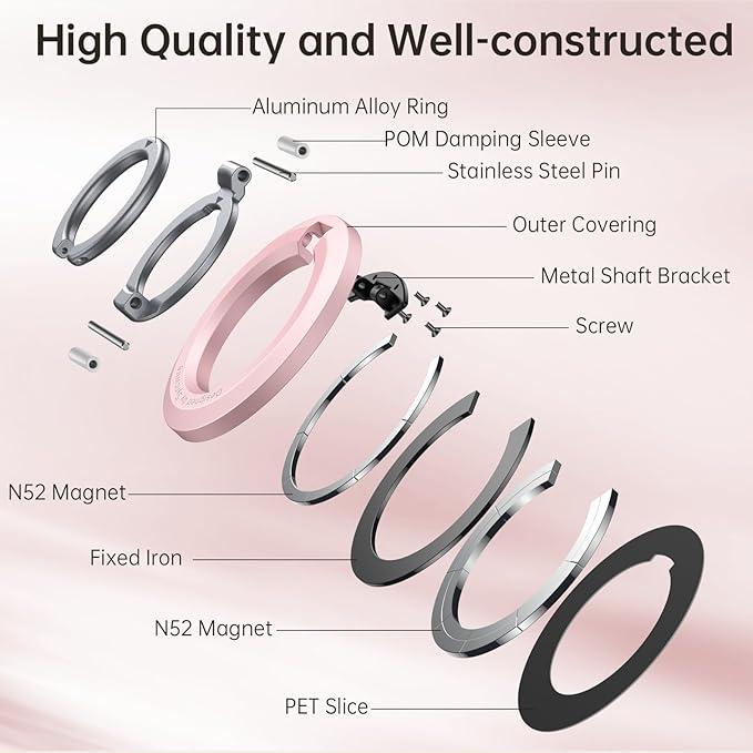 SYNCWIRE for MagSafe Ring Holder, Magnetic Phone Ring Holder Magnet Cell Phone Grip Finger Ring Kickstand Compatible with iPhone 17 16 15 14 13 12 Pro Max fits MagSafe Accessories