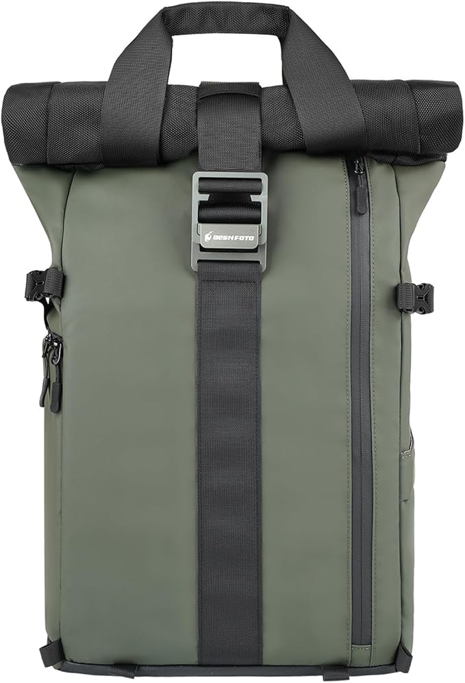 Besnfoto Camera Backpack for Photographer DSLR SLR Waterproof Camera Bag with Laptop Compartment Tripod Holder Roll Top Photographer Case for Hiking Traveling