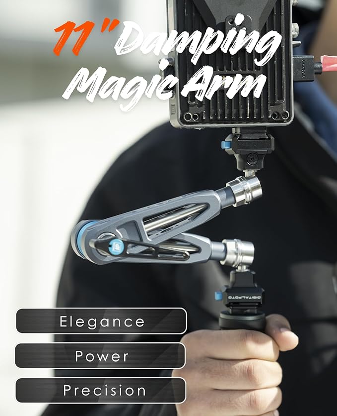 DF DIGITALFOTO 11" Magic Arm with F22 Quick Release, Elegant Strength Magic Arm with 1/4" 3/8" Thread Screw 360° Ball Heads for Monitor,Flash,Light,Camera Cage,Max Load Capacity 5kg (Starship Gray)