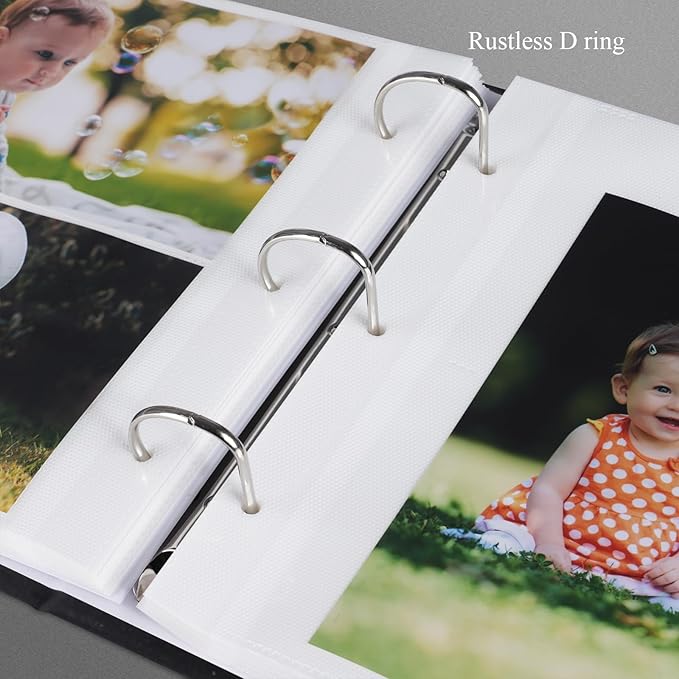 1DOT2 Photo Album 4x6 Photos Hold 200 or 5x7 Pictures Hold 100, 3 Ring Binder Photo Albums Linen Cover with 6-Tab Index Dividers Photo Book Acid Free Albums 4x6 5x7 for Family Wedding Baby (Black)